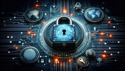 Obraz premium Cybersecurity Data Flow in a Modern Smart City