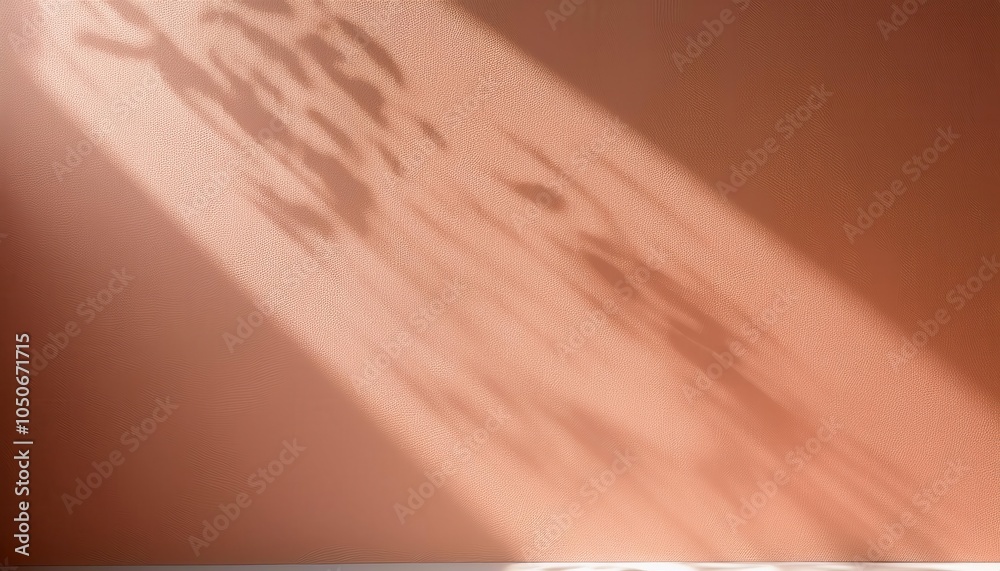 Poster warm peach textured background with soft sunlit shadows. ideal for elegant minimalist designs, moder