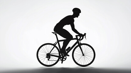 Fototapeta premium Black Silhouette of Biker Riding a Bicycle 
