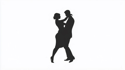 Silhouette of a Couple Dancing Tango 