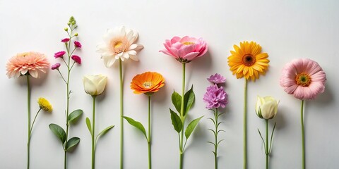 Obraz premium Minimalist Flower Set: Diverse Botanical Varieties in Linear Design for Modern Decor