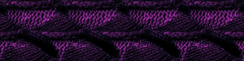 Knitted Fabric. Violet Seamless Macro. Purple