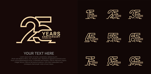 Anniversary logo set vector design, brown color for celebration event