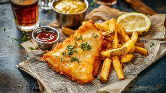 Delicious Crispy Fish and Chips - Powered by Adobe