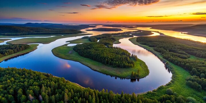 Minimalist View of the Umba River on Kola Peninsula's Tersky Coast in Murmansk Region