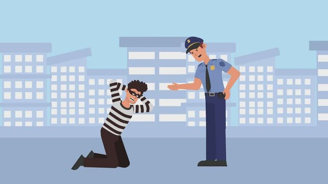 Police Arrest thief Thug and gave him a speech Seamless Loop