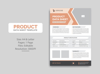 Product Data Sheet template design
