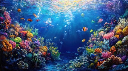 Fototapeta premium Vibrant Underwater Coral Reef