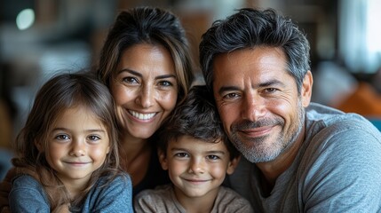 Fototapeta premium a happy caucasian family portrait. a man and her wife with two childrens