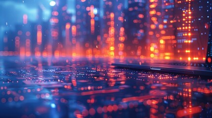 Obraz premium High Quality Digital Cityscape with Reflection Effects