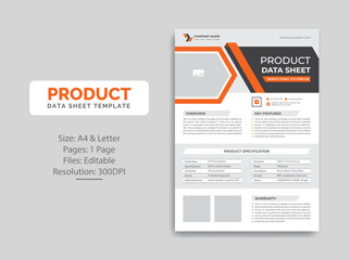 Product Data Sheet template design