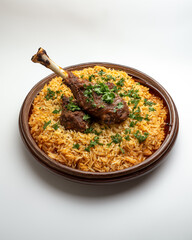 Traditional Saudi Mandi Rice with Tender Lamb Shank