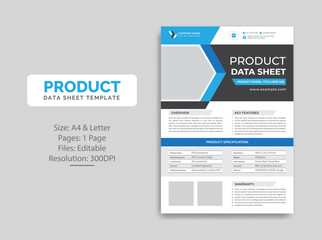Product Data Sheet template design