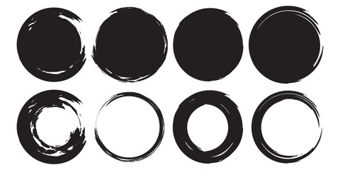 Round brush strokes vector. Painted rounds collection. Grunge text boxes or textured backgrounds set.