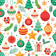 Christmas Decoration Seamless Pattern of Vector Illustration Background.