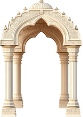 Naklejka premium Minimal indian arch architecture white background building.