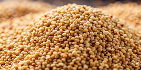 Obraz premium Pile of Quinoa on Textured Background - Macro Photography for Healthy Eating and Culinary Inspiration