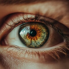Close-up of Green Eye with Reflection