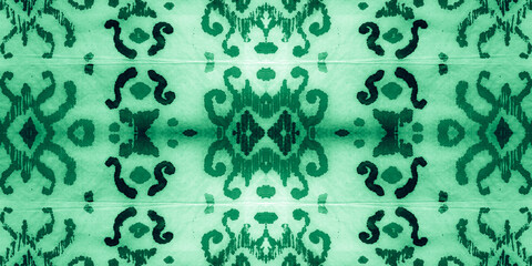 Geometric Oil. Lime Ikat Designs. White Ornament