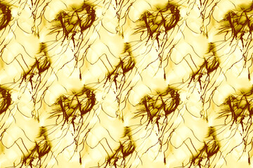 Naklejka premium Stained Glass Flower. Gold Abstraction Oil. Clouds Macro. Luxury Stained Glass Light. Metal Alcohol Ink Pattern. Unique Marble. Yellow Geometry.