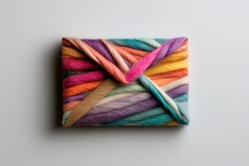 Colorful Wool Envelope: An envelope crafted with vibrant, multi-colored yarn, a playful take on tradition with a modern and artistic touch.