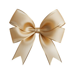 Gold satin ribbon with bow isolated png on a transparent background