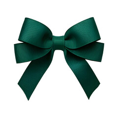 Green satin ribbon with bow isolated png on a transparent background