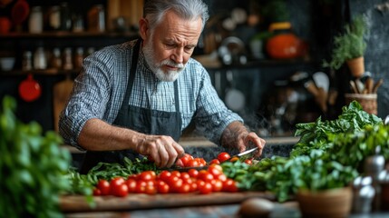 Culinary Craftsman Preparing Fresh Ingredients