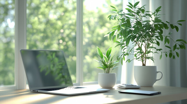 Espace de travail &agrave; domicile pour le t&eacute;l&eacute;travail avec bureau moderne