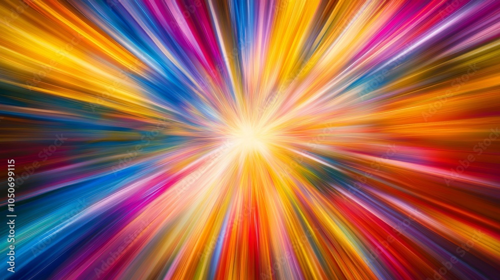 Aufkleber a burst of colorful rays emanating from a central point, representing the illumination of diverse pe