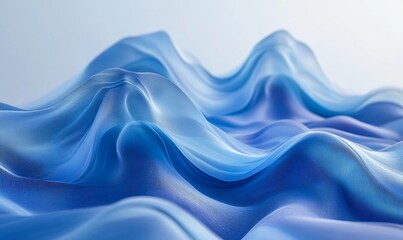 Obraz premium Abstract Blue Wave Design with Smooth Curves and Fluid Gradient Motion on Minimal Background, Ideal for Modern Graphic Resources and Creative Projects, Generative AI
