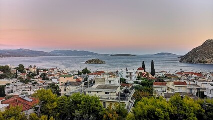 Obraz premium Tolo, Greece. Sunrise and beautyful view from hotel room.