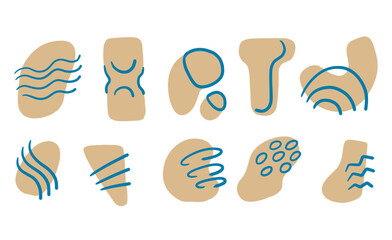 Organic marble shape. Creative wavy decoration with liquid pattern. Flat wave geometric drawing. Doodle curvy stone