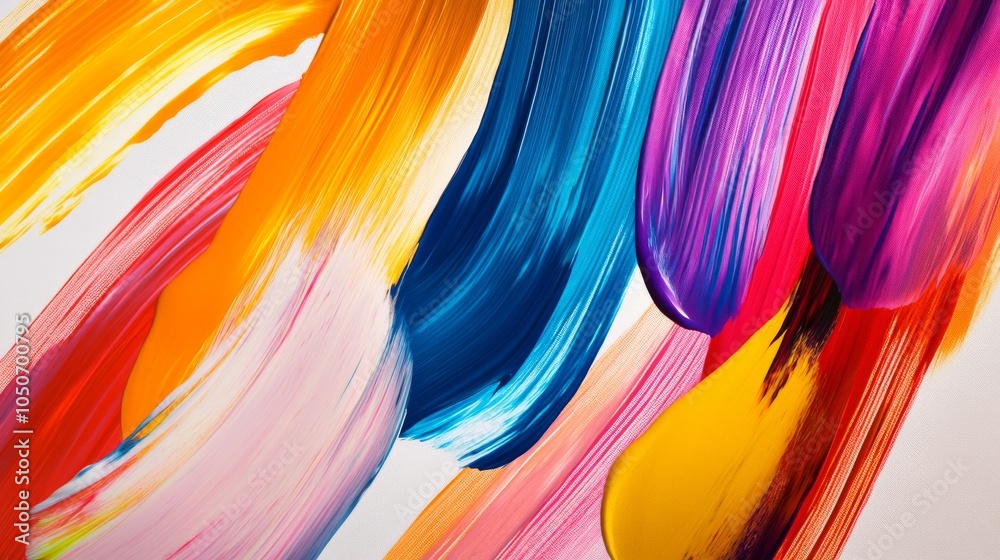 Poster A captivating depiction of a variety of colorful, abstract brushstrokes blending together on a clean canvas, Representing the creative power and impact of integrating diverse artistic expressions