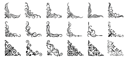 Vintage corner vector icon set, frame und border illustration sign collection..eps