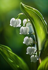 Obraz premium lily of the valley (Convallaria majalis), highlighting the tiny