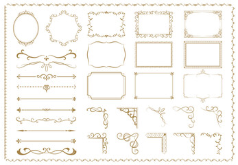 Ornamental curls, dividers. Luxury Gold vintage invitation vector set.  Border design and golden components design for wedding invite, menus, certificates, boutiques, spa and logo design..eps