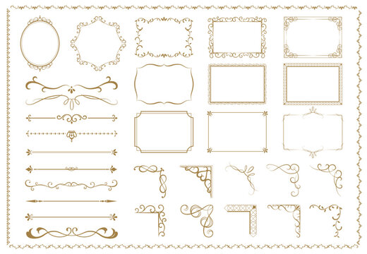 Ornamental curls, dividers. Luxury Gold vintage invitation vector set.  Border design and golden components design for wedding invite, menus, certificates, boutiques, spa and logo design..eps