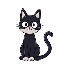 Vector illustration of a seated cat with a curled tail