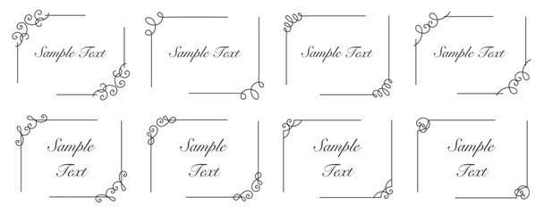 Set of thin modern frames, borders rectangular shape. Vector decorative vintage backgrounds..eps
