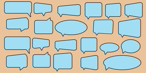 Obraz premium Big set of speech bubbles. Collection of colorful speech balloon, chat bubble or dialog boxes on white background. Different Speech bubbles for talk, dialogue, decoration. Vector illustration