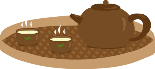 Chinese teapots and teacup and
tea tray