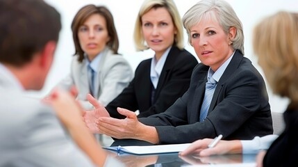 Fototapeta premium Different teams of professional elites discuss solutions in the environmental office.