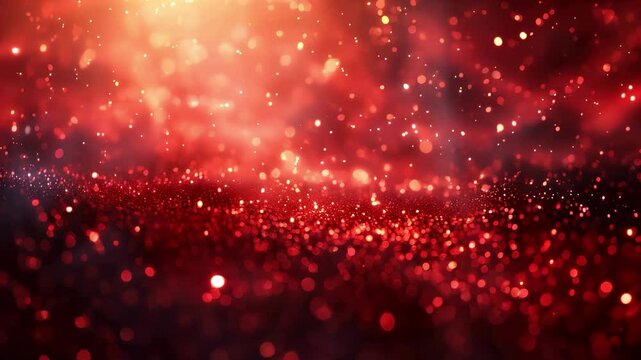 Festive glittering red Christmas background, birthday celebration, greeting success