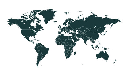 Obraz premium World map. Black modern vector map. Silhouette map.