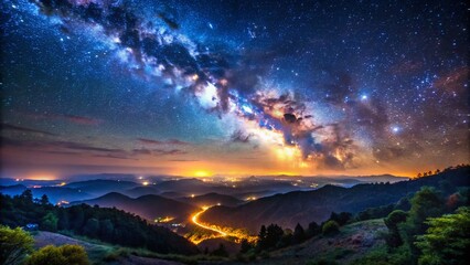 Naklejka premium Stunning Night Sky with Stars and Deep Space Background for Astrophotography Enthusiasts and Nature Lovers