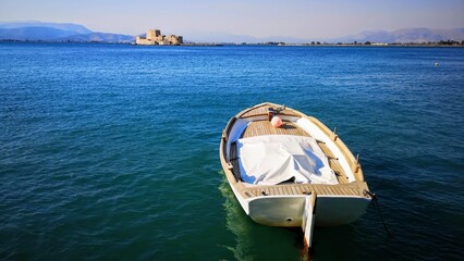 Greece, Penopoles, Nafplion city. Walking through the city streets in October