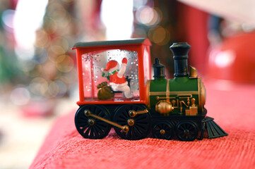 christmas decoration arrangements santa claus flowers snow gift blurred area holiday gifts