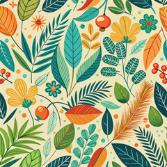 Fototapeta premium Multicolor leaves seamless pattern background. Natural seamless pattern.