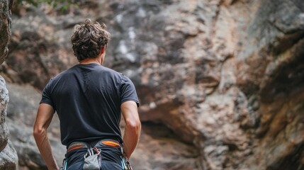 Naklejka premium A climber's journey conquering nature's vertical challenges with determination and skill
